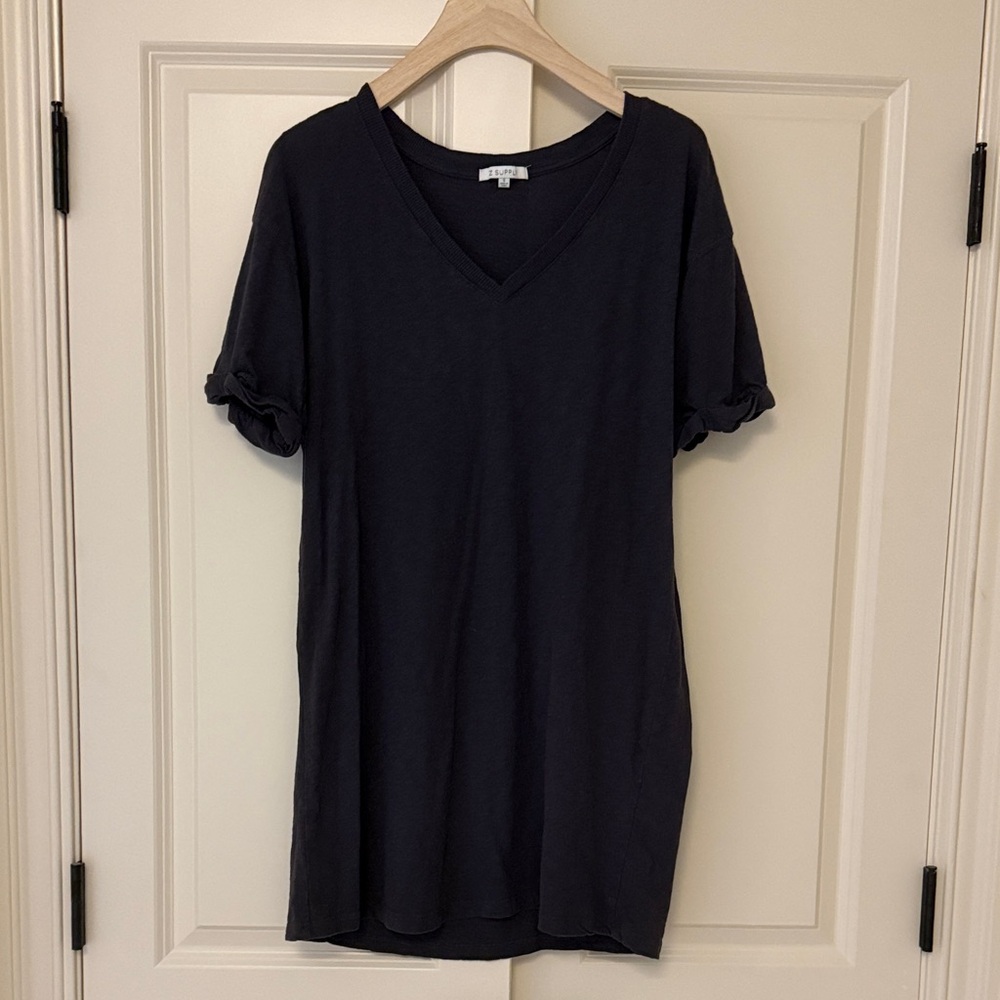 Classic Black V-Neck Women's T-shirt dress